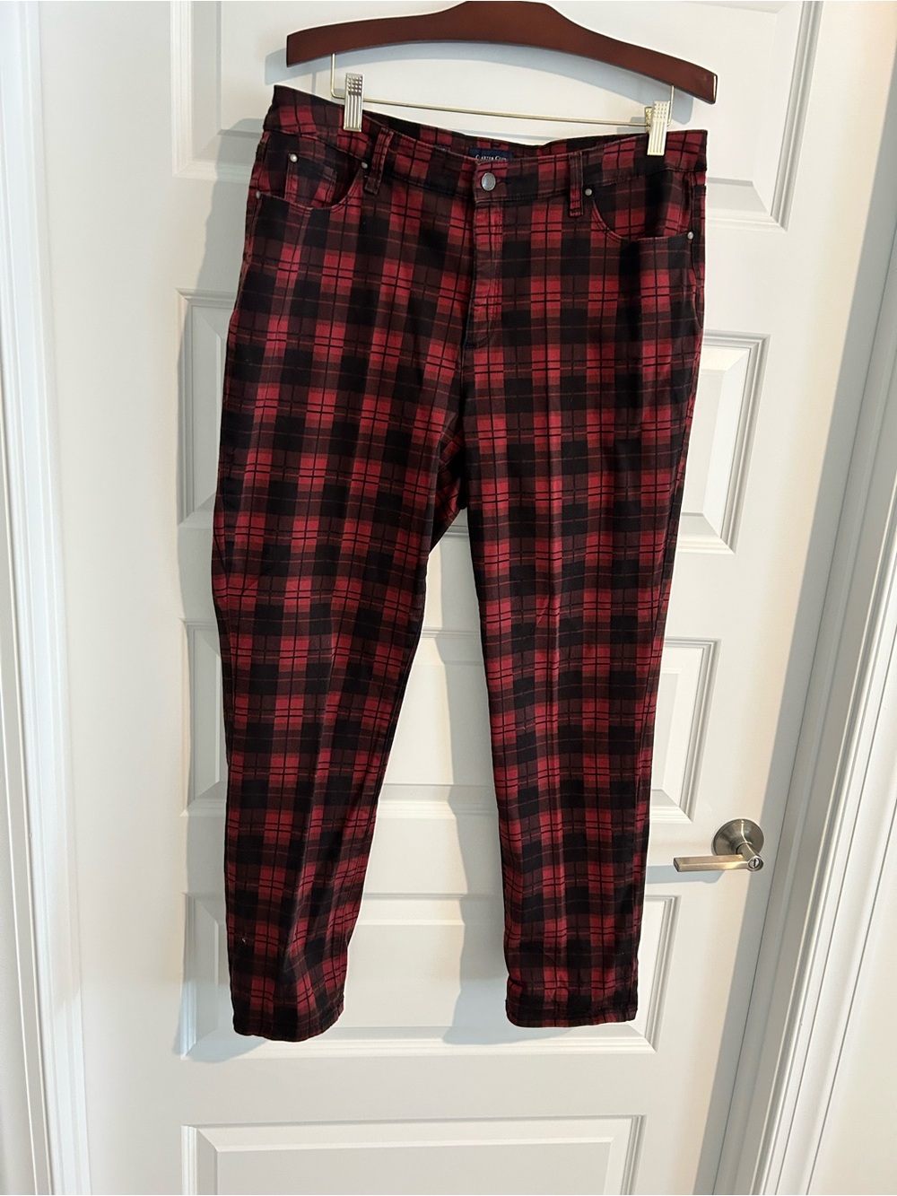 Charter Club Plaid Straight Leg Pants Red Black Size 18
